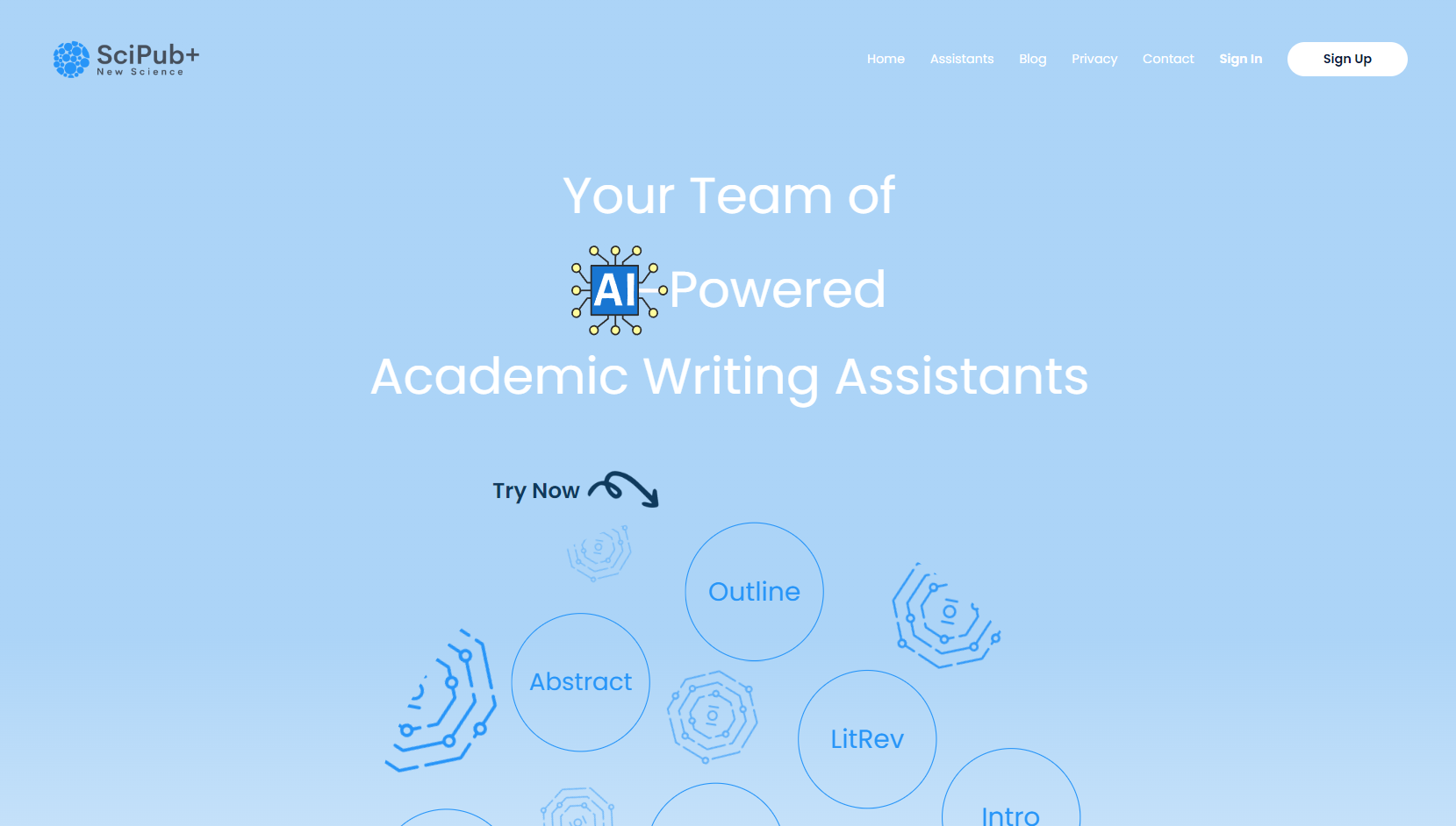 SciPub+ website screenshot